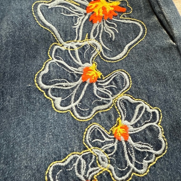 DRIFTWOOD Blue Floral Embroidered Wide Leg Jeans - Picture 3 of 13